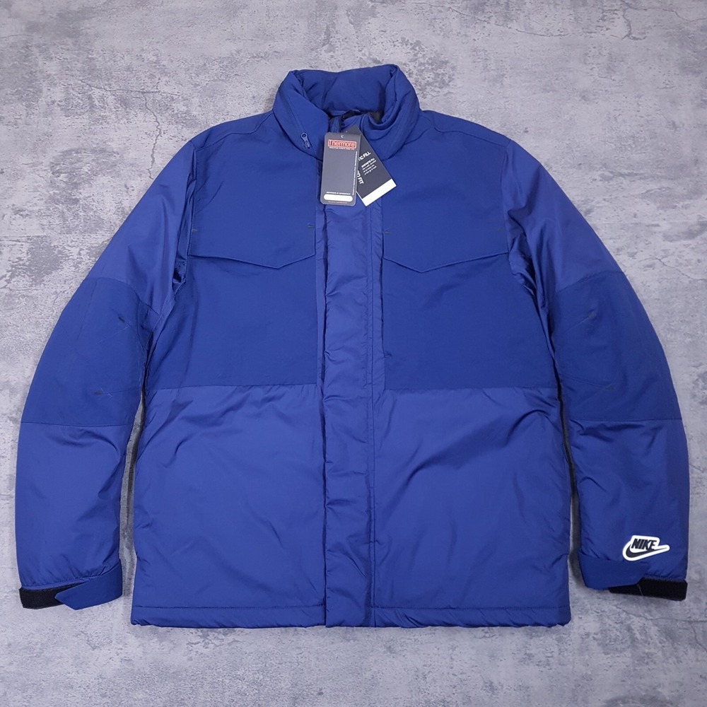 NIKE Sportswear M65‎ Tech Pack Fill Thermore Full Zip Jacket Mens MEDIUM Blue